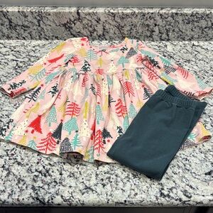 Hanna Andersson Pink and Red Christmas Tree Dress